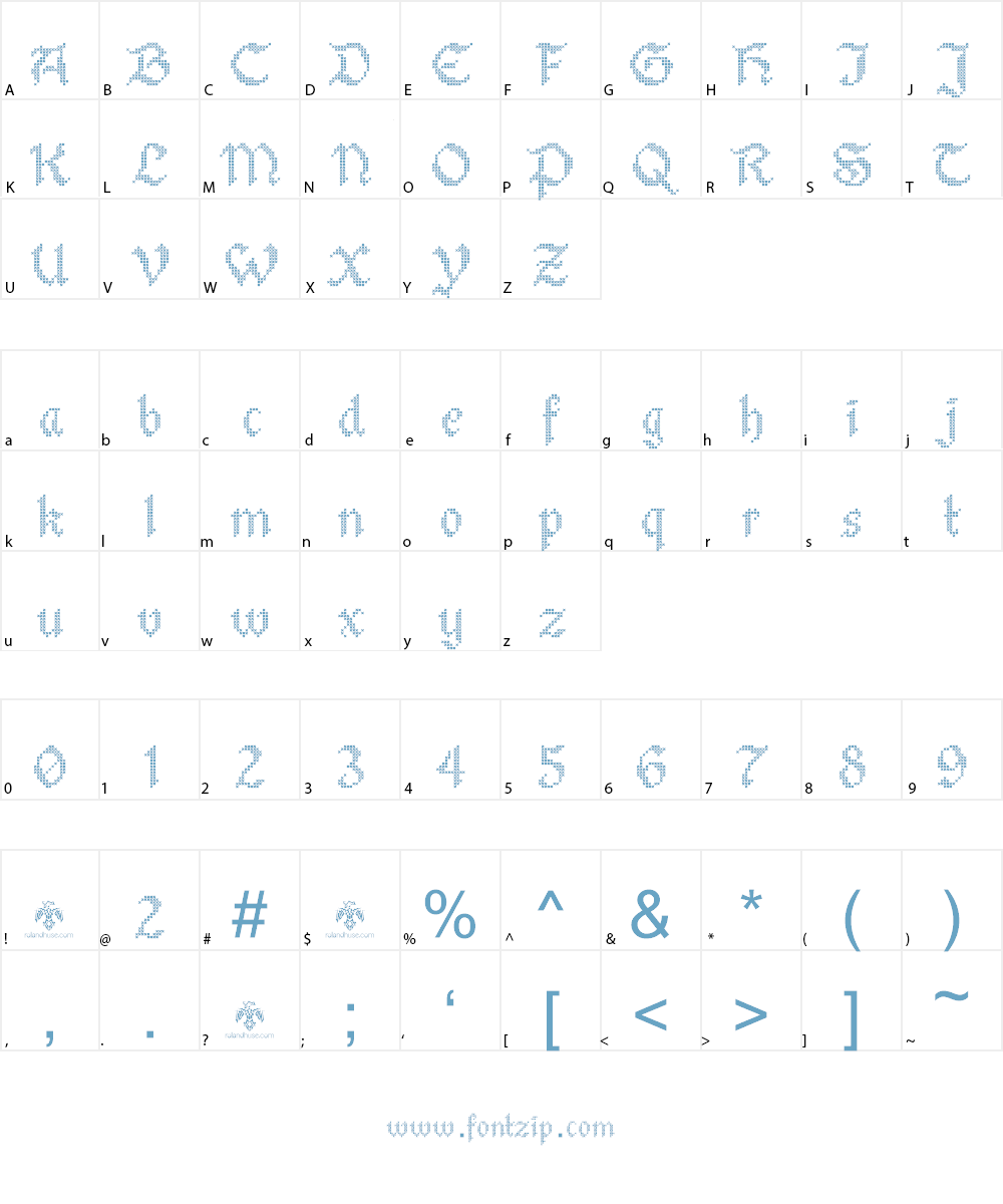 Stitch Warrior demo Font Character
